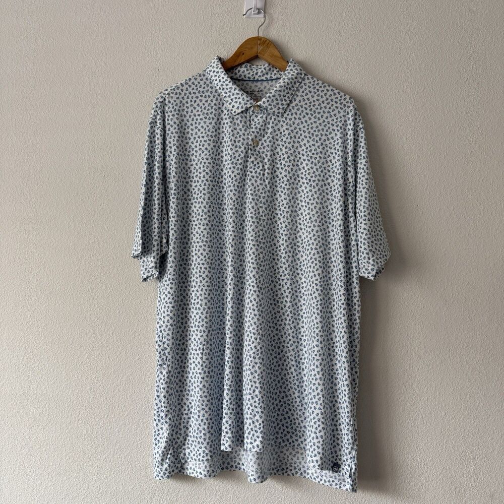 Peter Millar Seaside Drirelease Natural Touch Turtle Tide Polo Shirt 2XL Blue